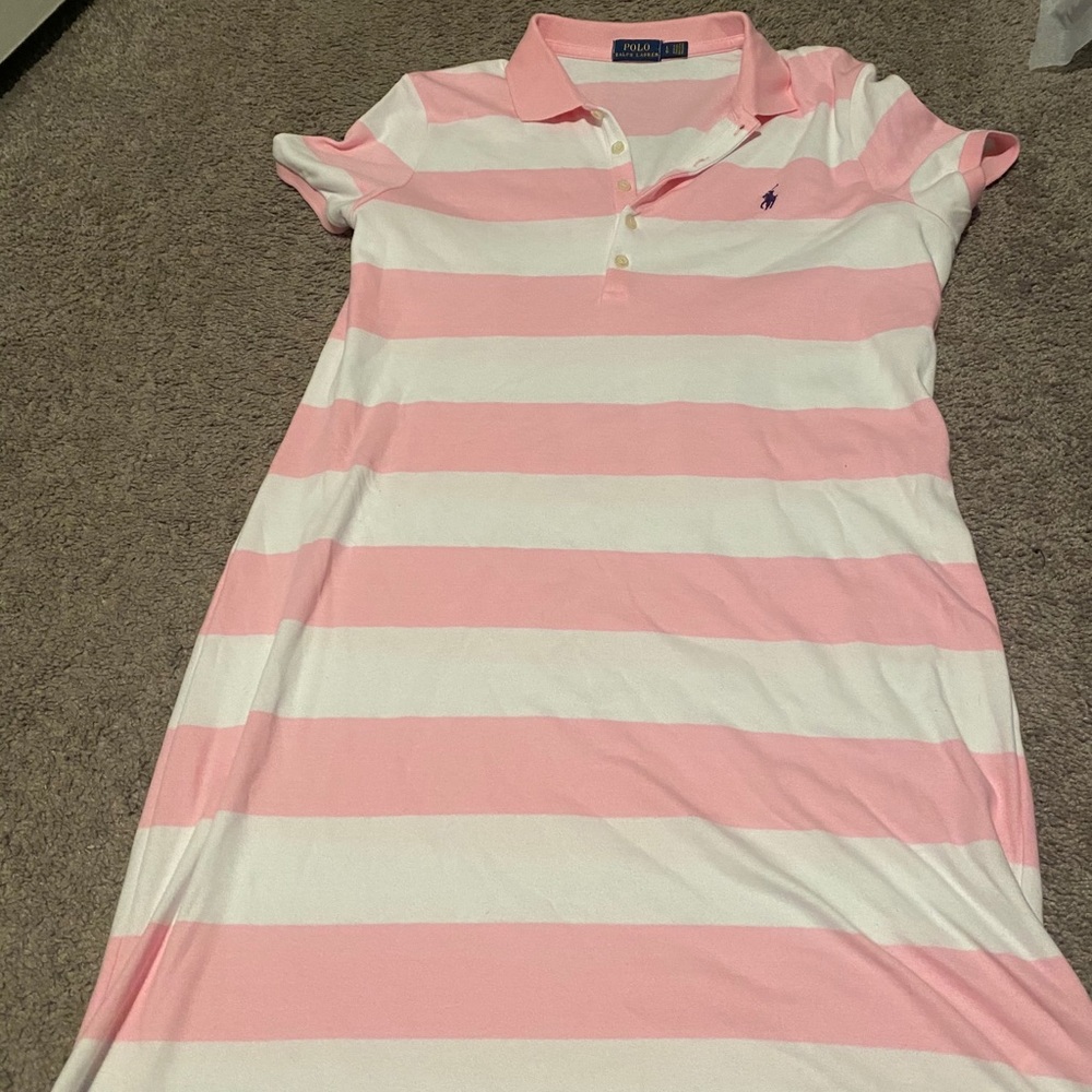 pink and white striped dress rapph lauren